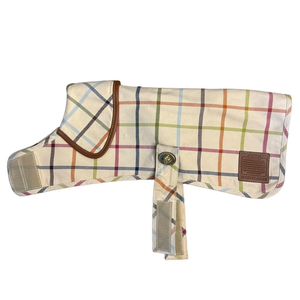 Y2K COACH Bleecker Tattersall Plaid Dog Luxury Petwear Brass Turn Locks Medium - Picture 4 of 13